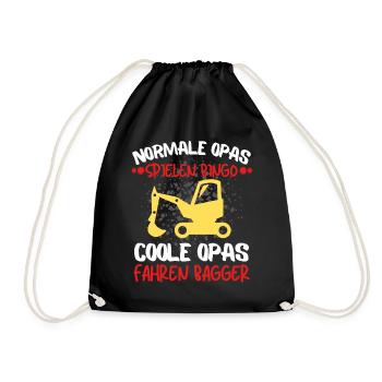Baggerfahrer cooler Opa Baumaschine Bagger Fahrer - Turnbeutel - Schwarz - Vorne