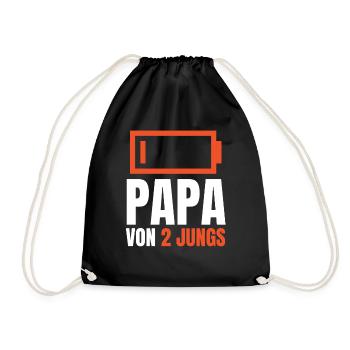 PAPA VON 2 JUNGS - Batterie Akku leer Vatertag - Turnbeutel - Schwarz - Vorne
