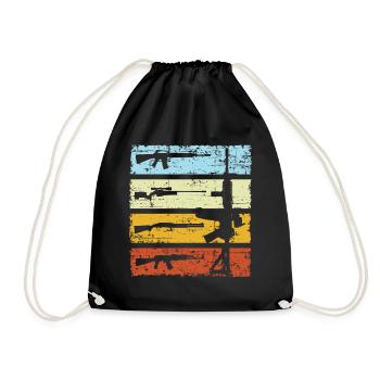 Pistolet de mitrailleuse rétro canon sportif - Sac de sport léger - noir - Devant