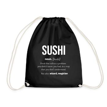 Sushi Essen Japan Maki Nigiri Kawaii Miso Fisch - Turnbeutel - Schwarz - Vorne