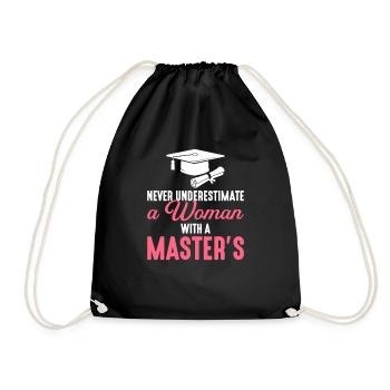 never underestimate a woman with a master, graduating - Drawstring Bag - black - Front