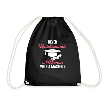 never underestimate a woman with a master, graduating - Drawstring Bag - black - Front
