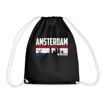 Amsterdam Skyline Niederlande - Turnbeutel - Schwarz - Vorne