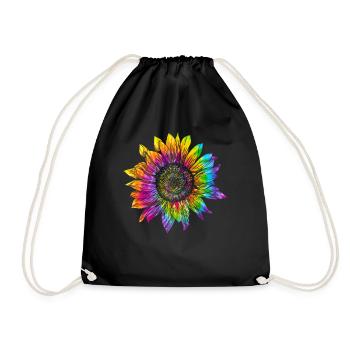 Sonnenblume Hippie - Turnbeutel - Schwarz - Vorne