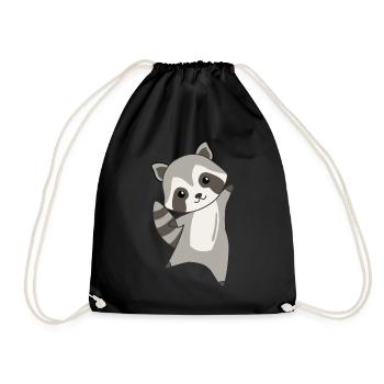 Waschbär süße Tiere Kinder Geschenkidee - Sac de sport léger - noir - Devant