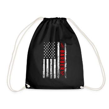 barber American Flag, haridresser barbershop - Drawstring Bag - black - Front