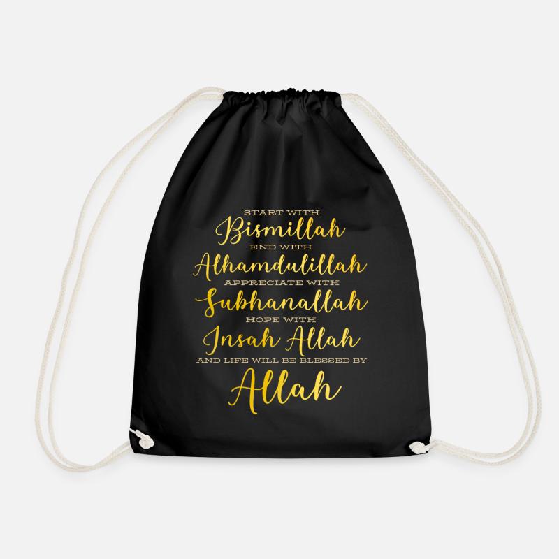 Commencez par Bismillah & Alhamdulillah Allah M - Sac de sport léger - noir
