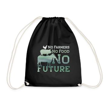 No Farmers No Food No Future Traktor - Turnbeutel - Schwarz - Vorne