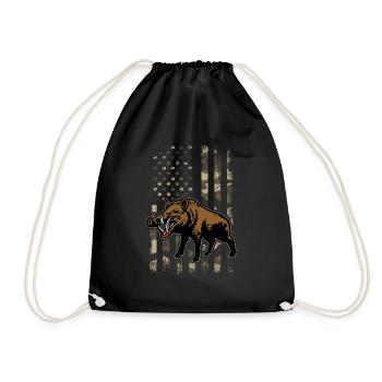 Hog Hunting American Flag, boar hunting - Turnbeutel - Schwarz - Vorne