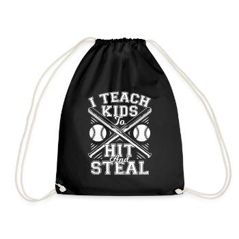 Baseball Coach Trainer Baseballtrainer Geschenk - Turnbeutel - Schwarz - Vorne