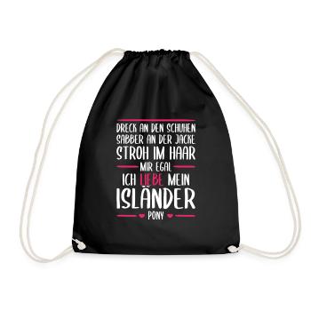Islandpferd Isländer Pferde Geschenk - Turnbeutel - Schwarz - Vorne