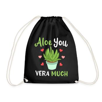 Aloe Vera Succulents - Drawstring Bag - black - Front