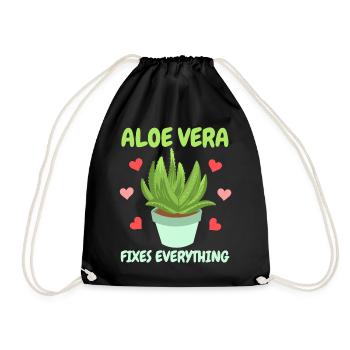 Aloe Vera Succulents - Drawstring Bag - black - Front