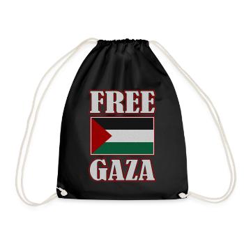 Palestine Flag, Free Palestine, Free Gaza, Gaza - Drawstring Bag - black - Front