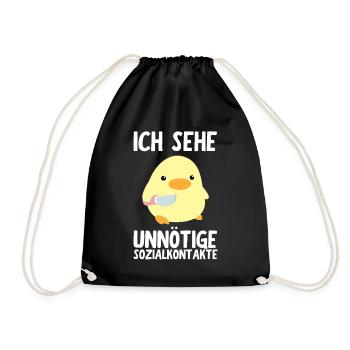 Ünnötige Sozialkontakte Ente mit Messer Meme Küken - Turnbeutel - Schwarz - Vorne