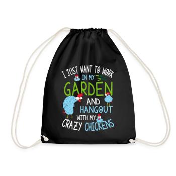 Crazy Chickens - Chicken Gardener Saying - Drawstring Bag - black - Front