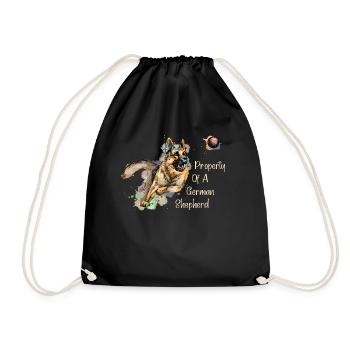 Colorful German Shepherd plays with ball - Drawstring Bag - black - Front