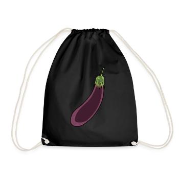 Aubergine Vegetables Vitamins Cooking Kitchen Vegetarian - Drawstring Bag - black - Front