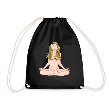 Nackte Yoga Frau Jogi Meditation meditieren OM - Turnbeutel - Schwarz - Vorne