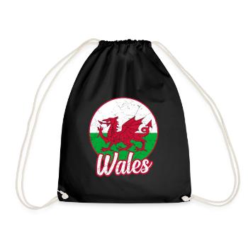 Wales flag - Drawstring Bag - black - Front