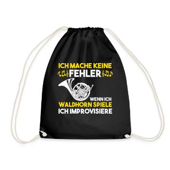 Waldhorn Musikverein Blaskapelle Hornist Musiker - Turnbeutel - Schwarz - Vorne