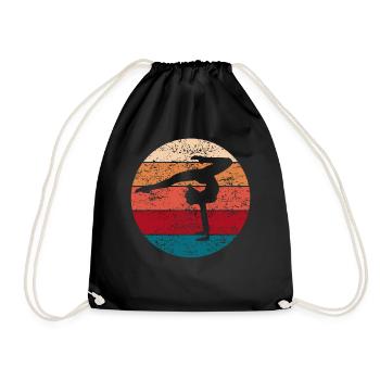 Gymnastics Gymnastin Gift Ladies Girls Vintage - Drawstring Bag - black - Front