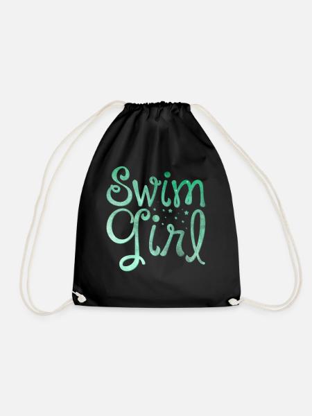 Schwimmerin Schwimmen Mädchen - Turnbeutel - Schwarz