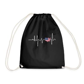 American Heartbeat USA Drapeau Love America Patriot - Sac de sport léger - noir - Devant