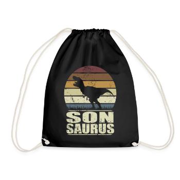 SonSaurus Rex Dinosaur Families Dino Son Saurus - Drawstring Bag - black - Front