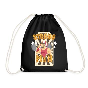 Strong man circus weightlifting birthday - Drawstring Bag - black - Front