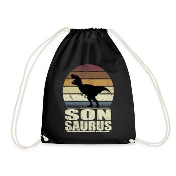 SonSaurus Rex Dinosaur Families Dino Son Saurus - Drawstring Bag - black - Front