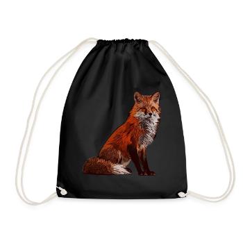 Fuchs Füchse Fuchsmotiv Tiergesicht Tier - Turnbeutel - Schwarz - Vorne