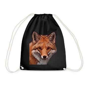 Fuchs Füchse Fuchsmotiv Tiergesicht Tier - Turnbeutel - Schwarz - Vorne