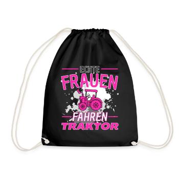 ECHTE FRAUEN FAHREN TRAKTOR! TRAKTOR TREKKER - Turnbeutel - Schwarz - Vorne