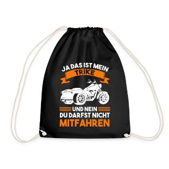 Trike Motorrad Motorradfahrer Biker Motorbike - Turnbeutel - Schwarz - Vorne
