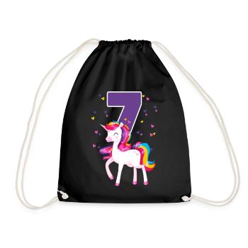 7. anniversaire fille Licorne 7 ans cadeau - Sac de sport léger - noir - Devant