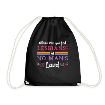 Lesbisch Lesbe Lesben LGBT Regenbogen Geschenk - Turnbeutel - Schwarz - Vorne