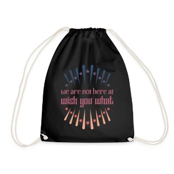 We are not here at wish you what Denglisch Retro - Turnbeutel - Schwarz - Vorne