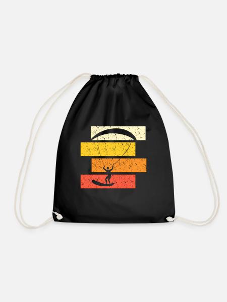 Kite Surfing Retro - Turnbeutel - Schwarz