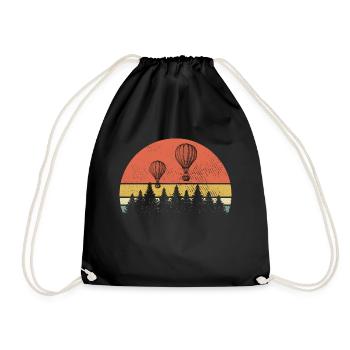 Balloon Flying Vintage Hot Air Balloon - Drawstring Bag - black - Front