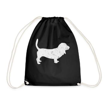 Basset Hound Dog Vintage - Drawstring Bag - black - Front