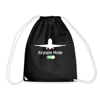 Airplane Mode On Airport Pilot Aircraft Pilot - Drawstring Bag - black - Front