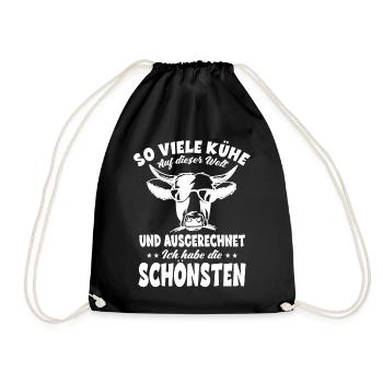 Schönsten Kühe Kuh Bauer Landwirte Rinder Bauern - Turnbeutel - Schwarz - Vorne