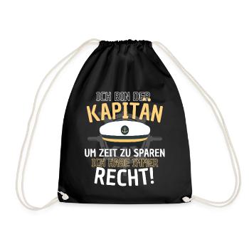 Kapitän Spruch Herren Boot Segler Nautik Motorboot - Turnbeutel - Schwarz - Vorne