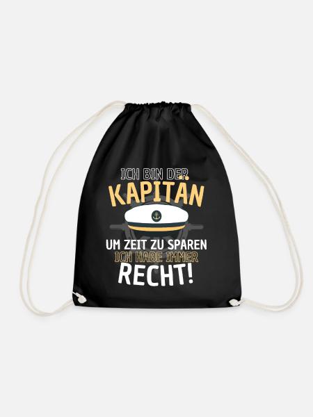 Kapitän Spruch Herren Boot Segler Nautik Motorboot - Turnbeutel - Schwarz
