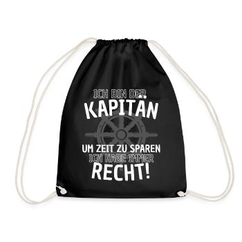 Kapitän Spruch Herren Boot Segler Nautik Motorboot - Turnbeutel - Schwarz - Vorne