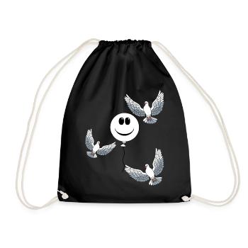 Heavenly Balloon Doves of Peace Doves Peace - Drawstring Bag - black - Front
