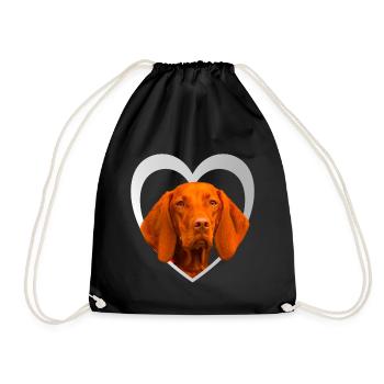 I Love my Vizsla - Herz Hund - Vizsla - Turnbeutel - Schwarz - Vorne