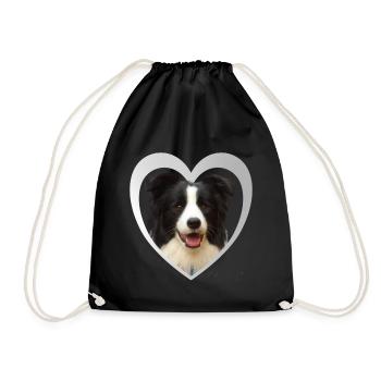 I Love my Border Collie - Heart Dog - Collie - Drawstring Bag - black - Front