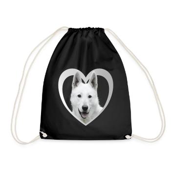 White Shepherd - White Shepherd Heart - Drawstring Bag - black - Front